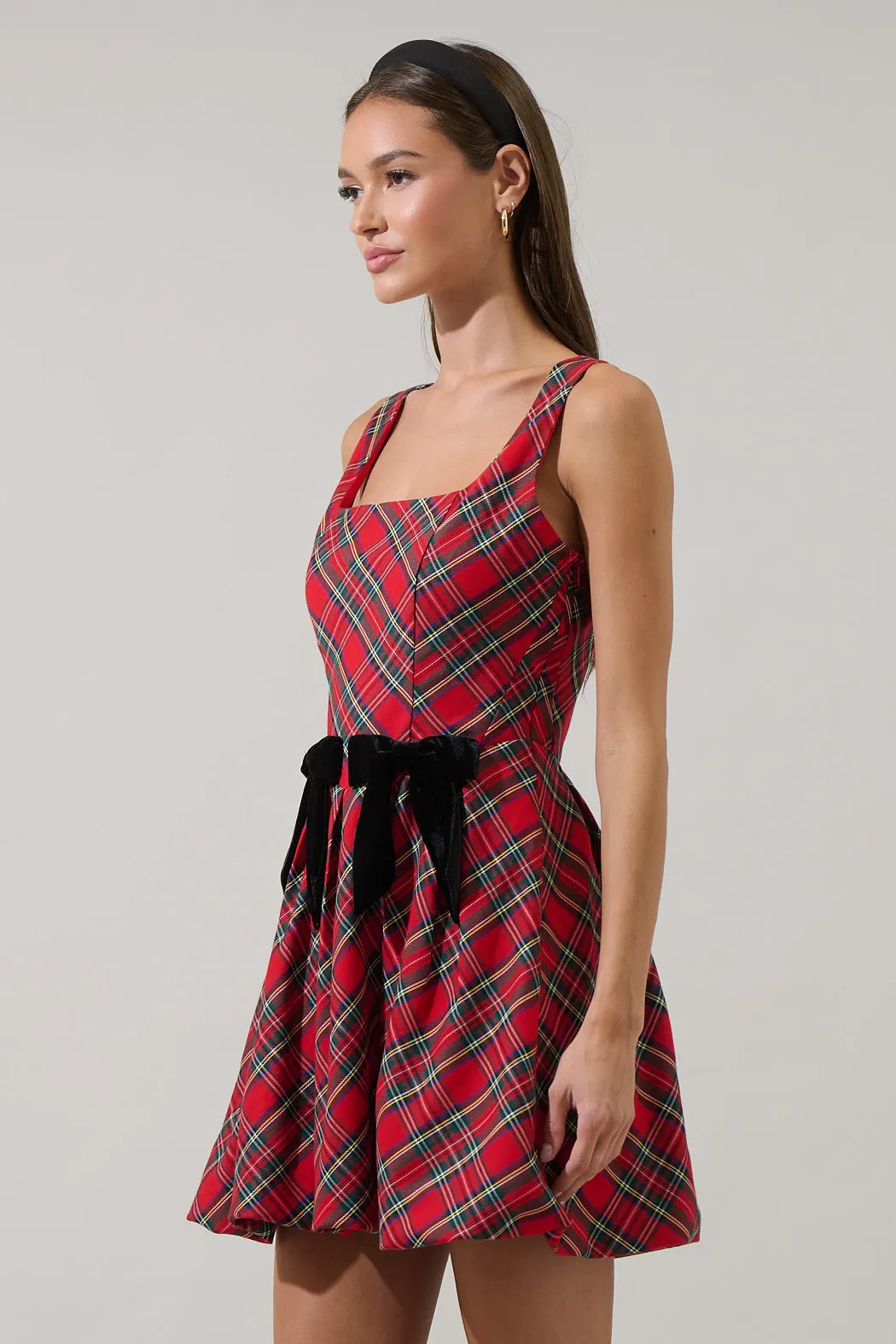 Seliora Plaid Bow Mini Dress sold by Sugarlips product image thumbnail 3