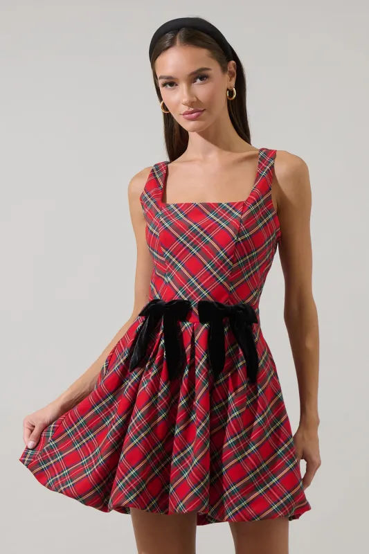 Seliora Plaid Bow Mini Dress sold by Sugarlips