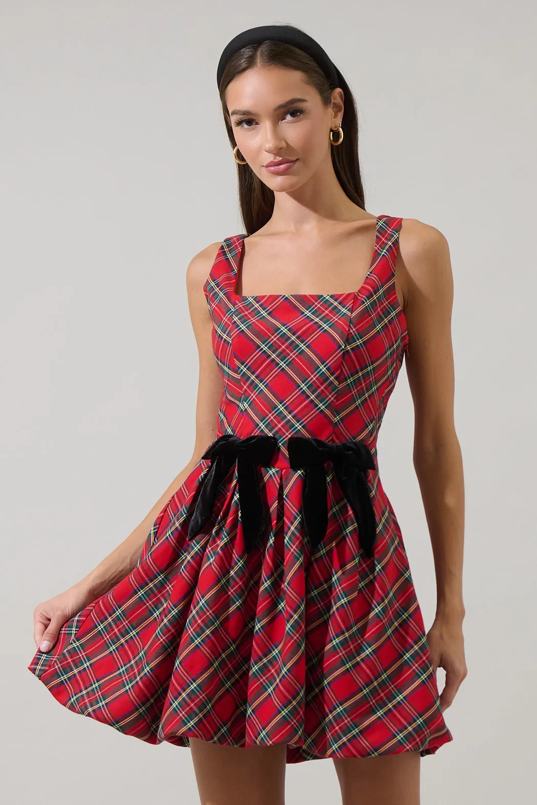 Seliora Plaid Bow Mini Dress sold by Sugarlips
