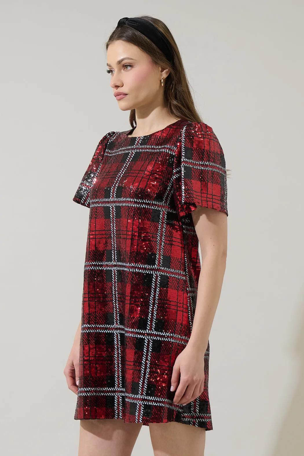 Fedra Sequin Plaid Mini Dress sold by Sugarlips product image thumbnail 4