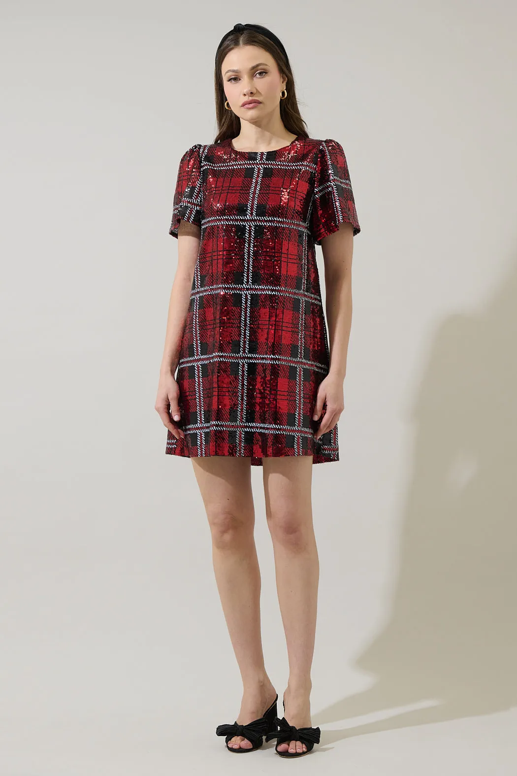 Fedra Sequin Plaid Mini Dress sold by Sugarlips product image thumbnail 5