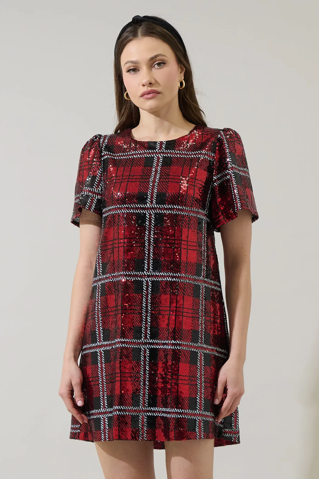 Fedra Sequin Plaid Mini Dress sold by Sugarlips product image thumbnail 2
