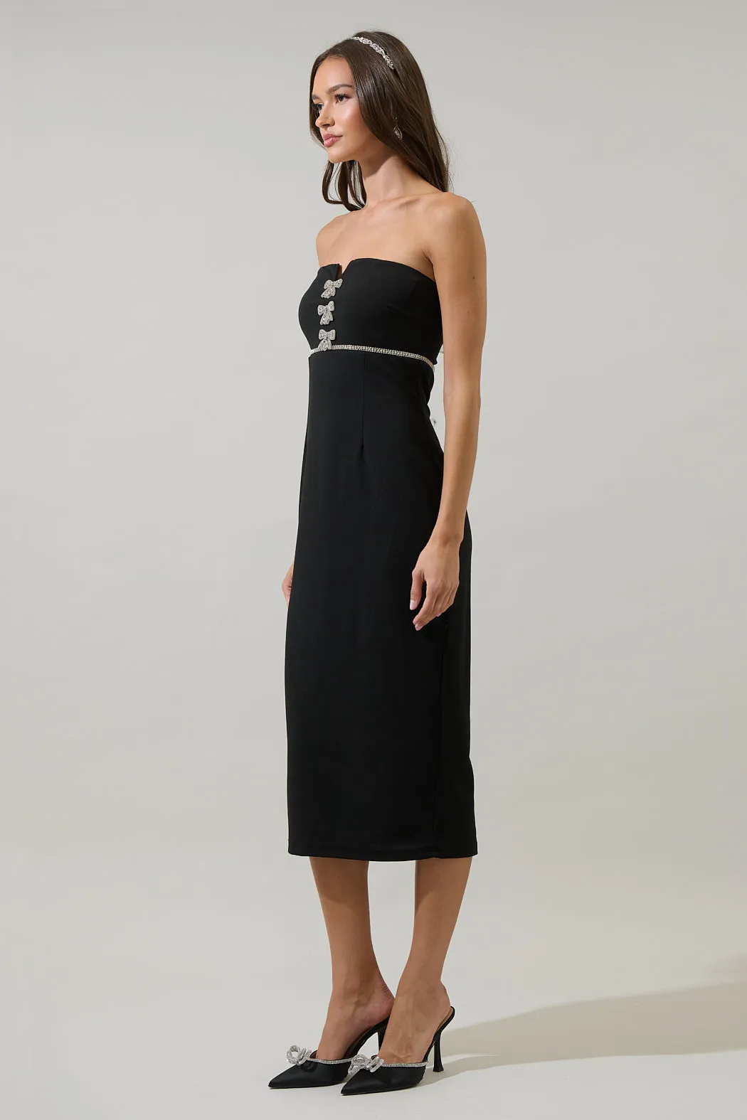 Janice Strapless Bow Midi Dress sold by Sugarlips product image thumbnail 3