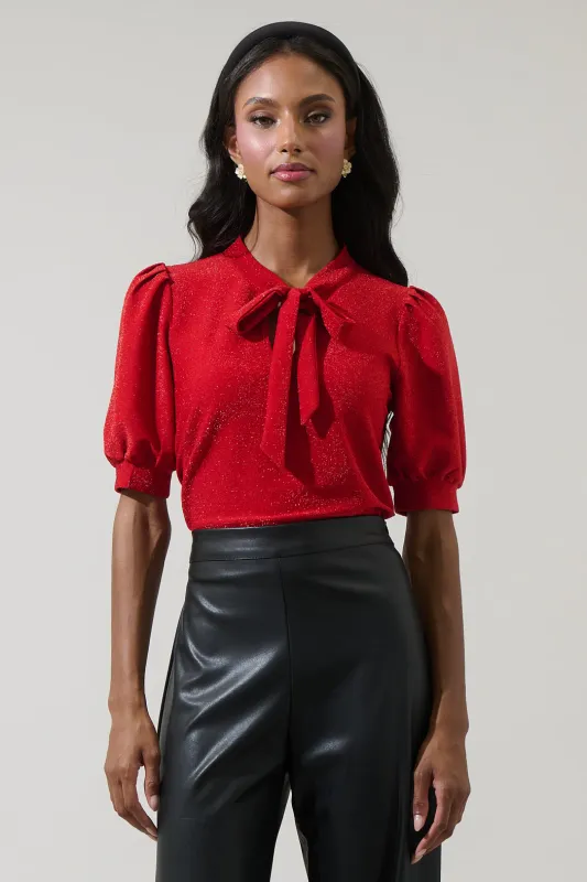 Lisette Shimmer Bow Tie Top sold by Sugarlips