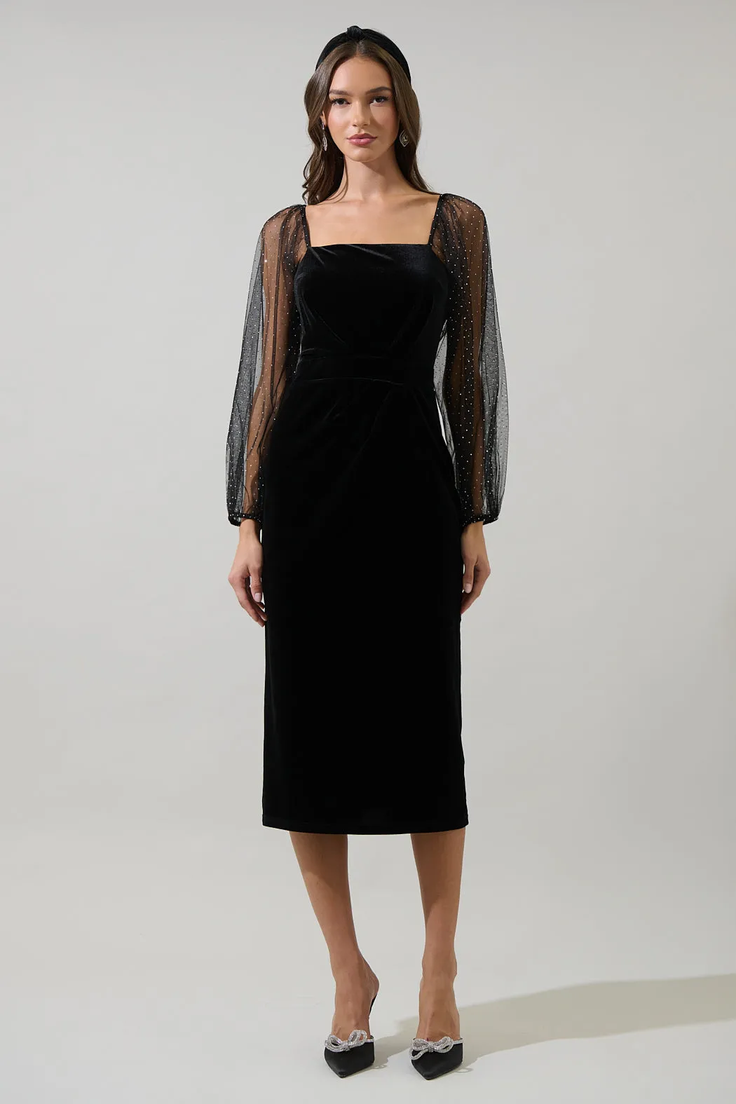 Karana Velvet Midi Dress sold by Sugarlips