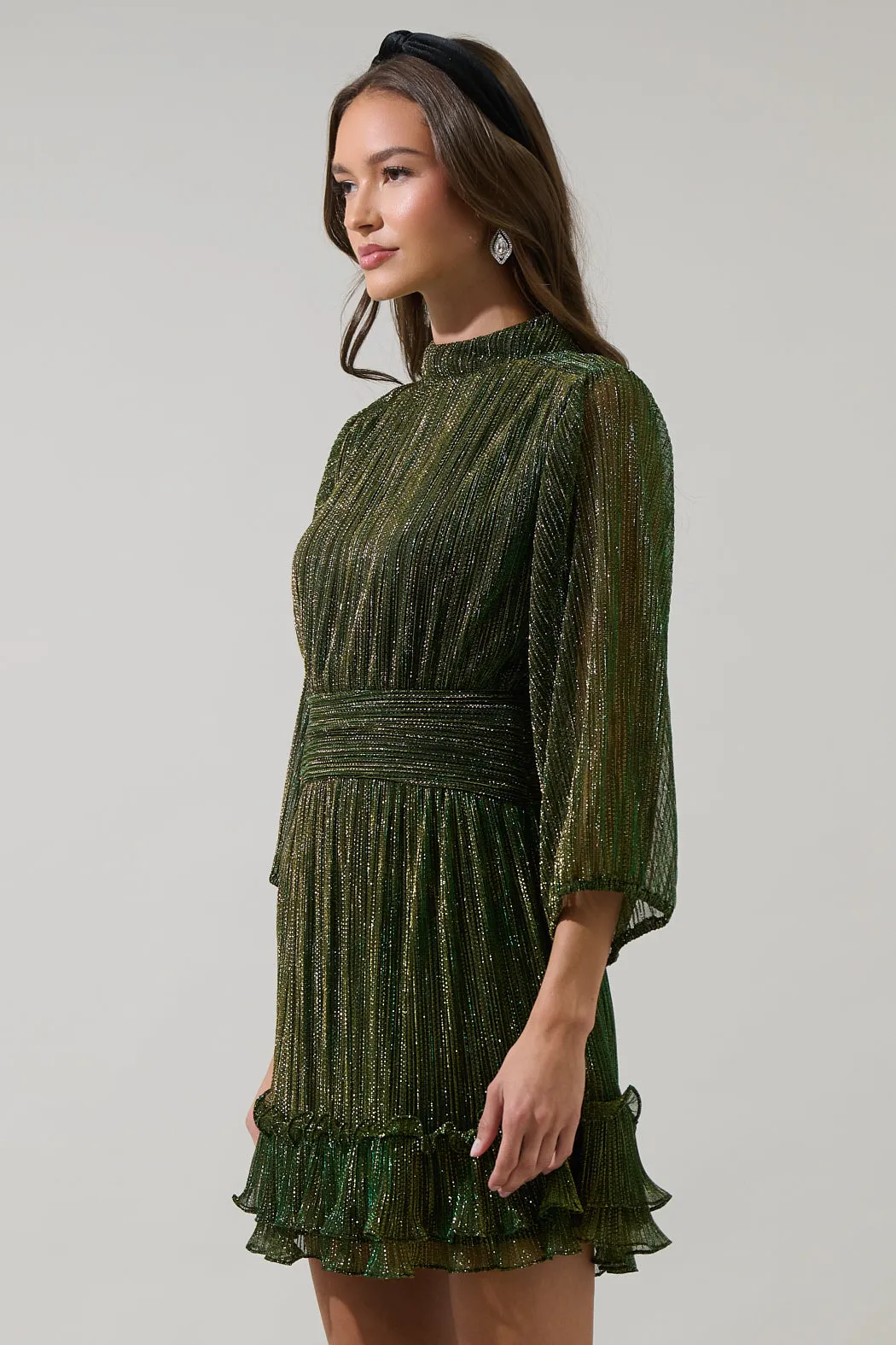 Senoviah Shiny Ruffle Mini Dress sold by Sugarlips product image thumbnail 3