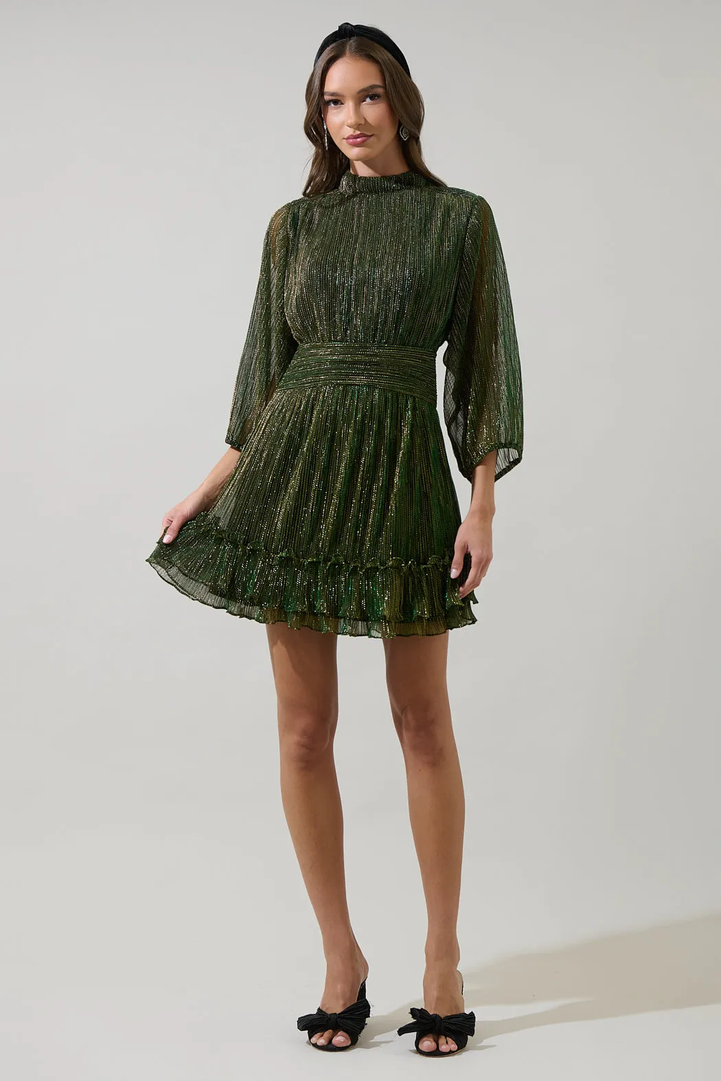 Senoviah Shiny Ruffle Mini Dress sold by Sugarlips product image thumbnail 4