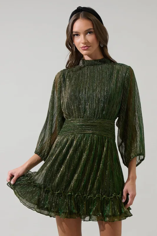 Senoviah Shiny Ruffle Mini Dress sold by Sugarlips