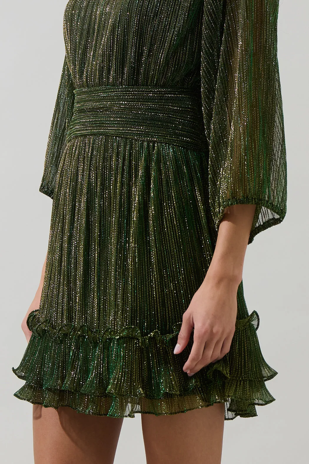 Senoviah Shiny Ruffle Mini Dress sold by Sugarlips product image thumbnail 5