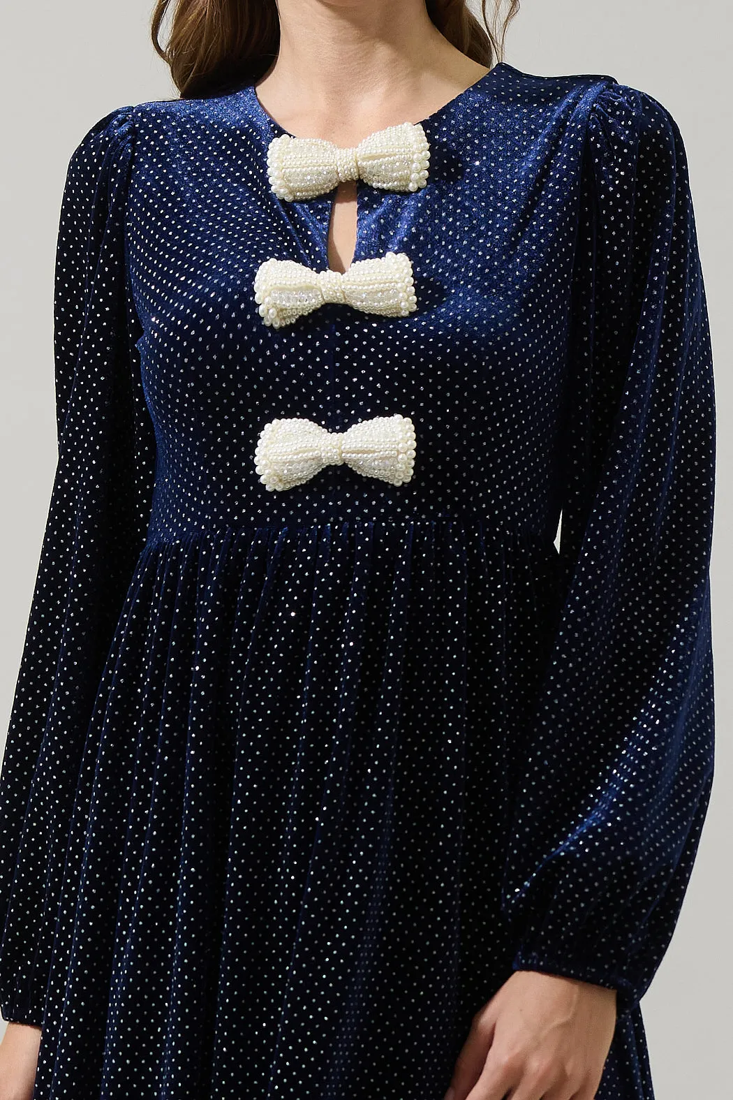 Nelly Dot Velvet Glow Bow Midi Dress sold by Sugarlips product image thumbnail 5