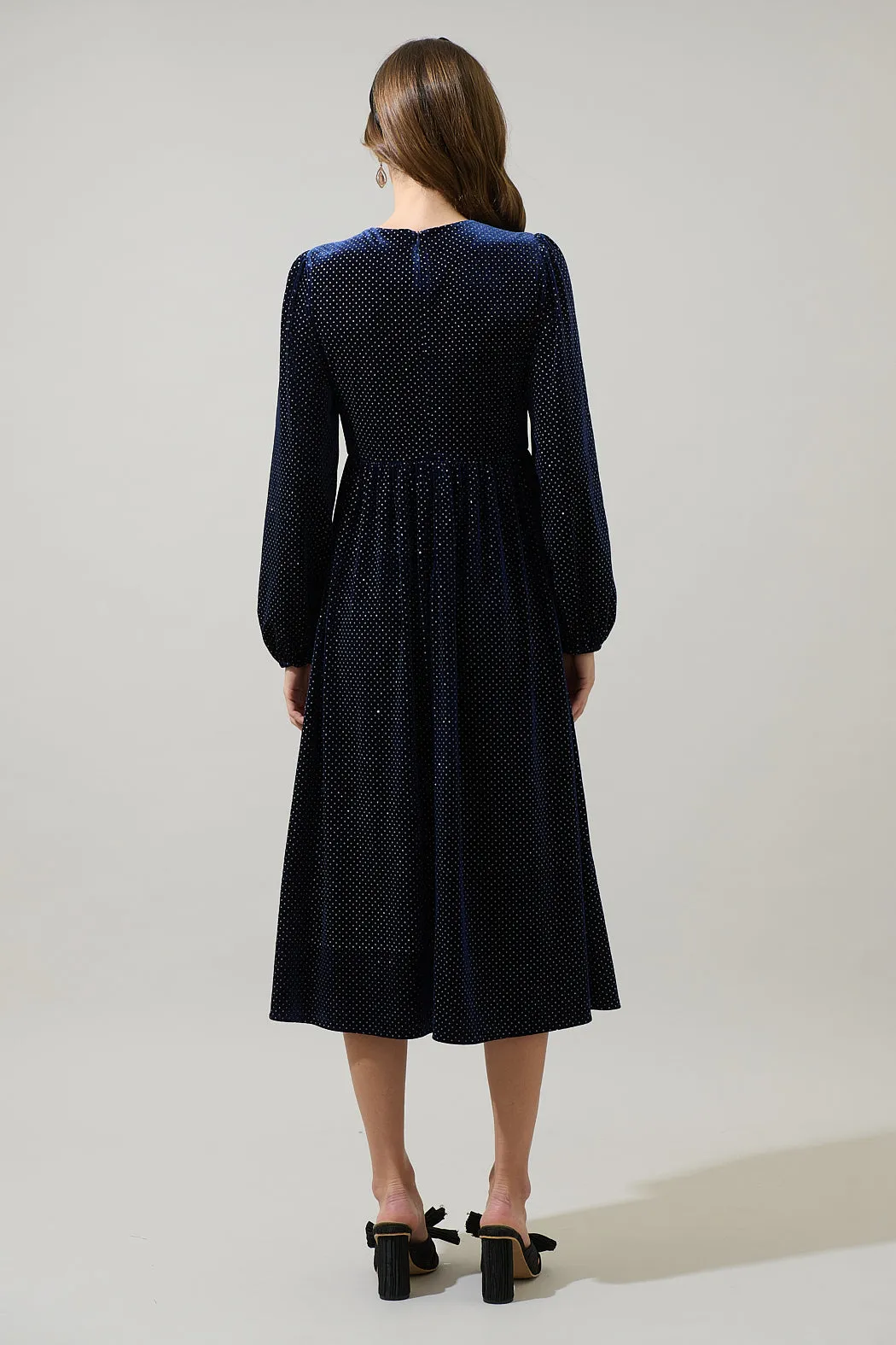 Nelly Dot Velvet Glow Bow Midi Dress sold by Sugarlips product image thumbnail 2