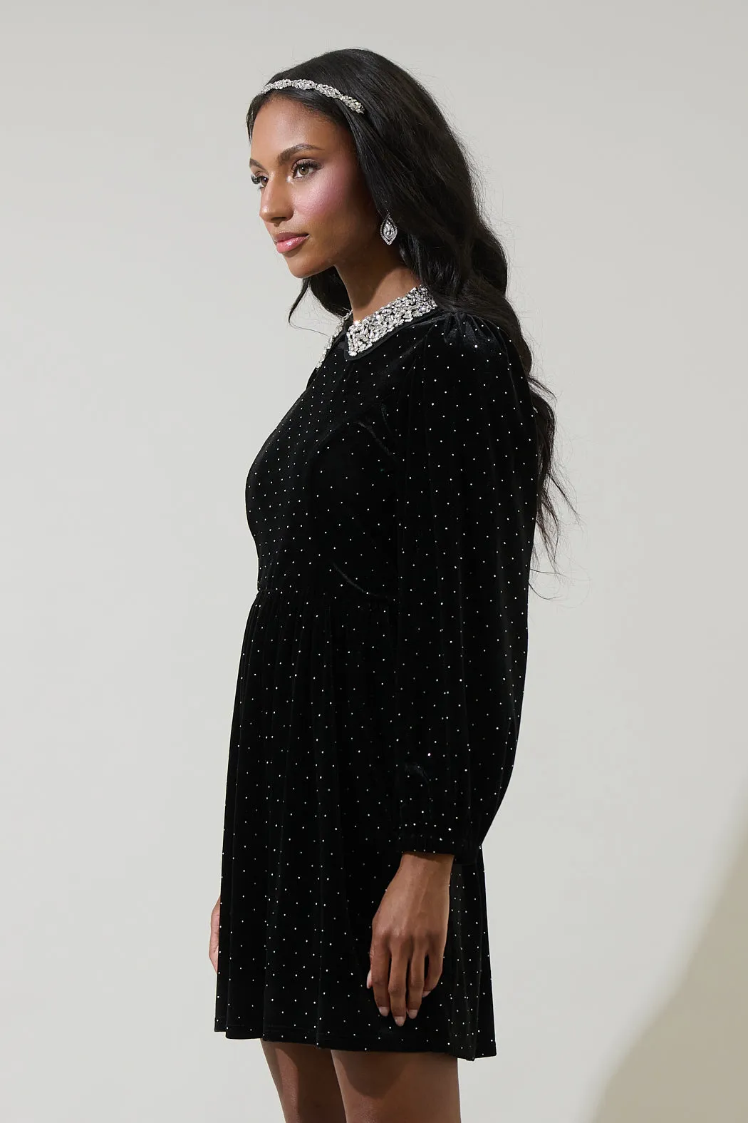 Esteller Velvet Polka Dot Mini Dress sold by Sugarlips product image thumbnail 3