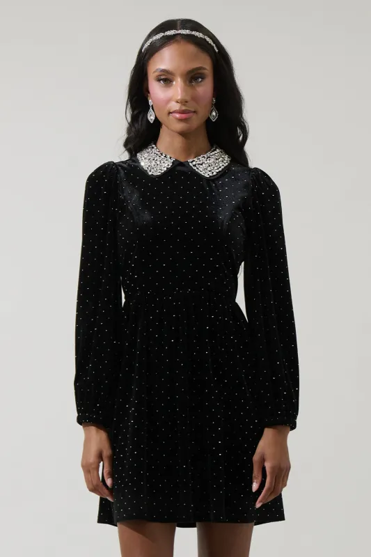 Esteller Velvet Polka Dot Mini Dress sold by Sugarlips