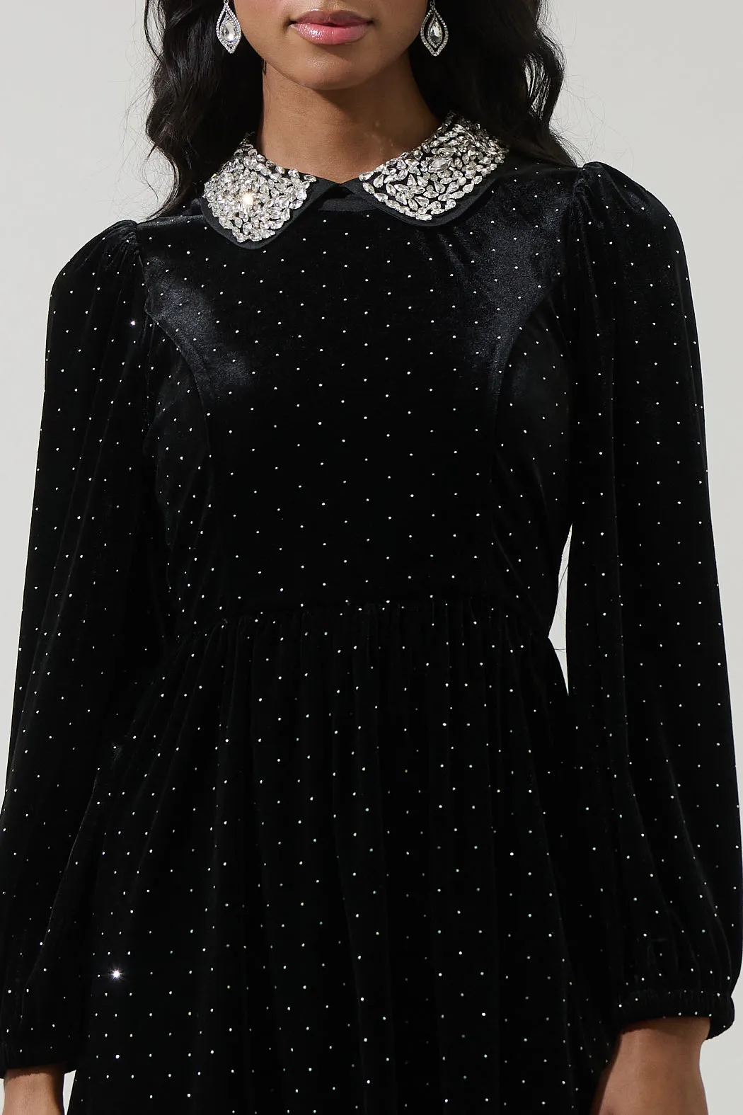 Esteller Velvet Polka Dot Mini Dress sold by Sugarlips product image thumbnail 5