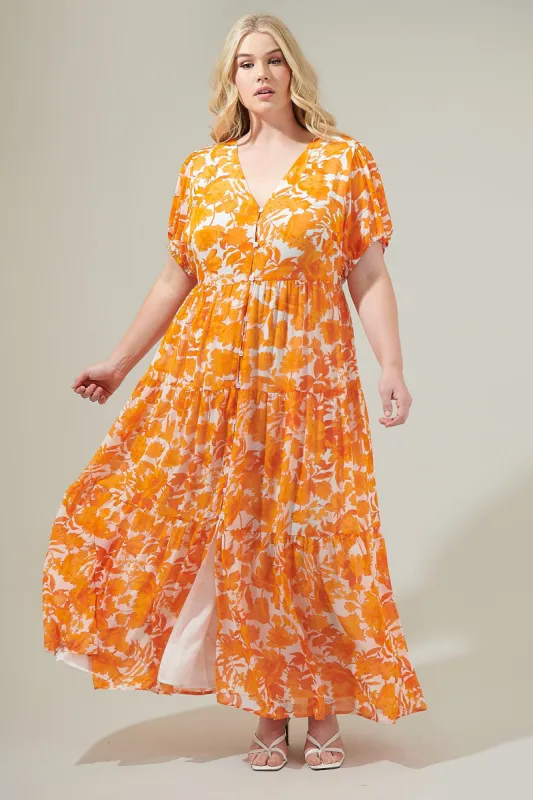Tangelo Floral Monaco Tiered Maxi Dress Curve sold by Sugarlips