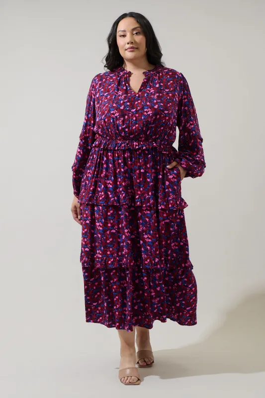 Turma Abstract Iveny Tiered Maxi Dress Curve sold by Sugarlips