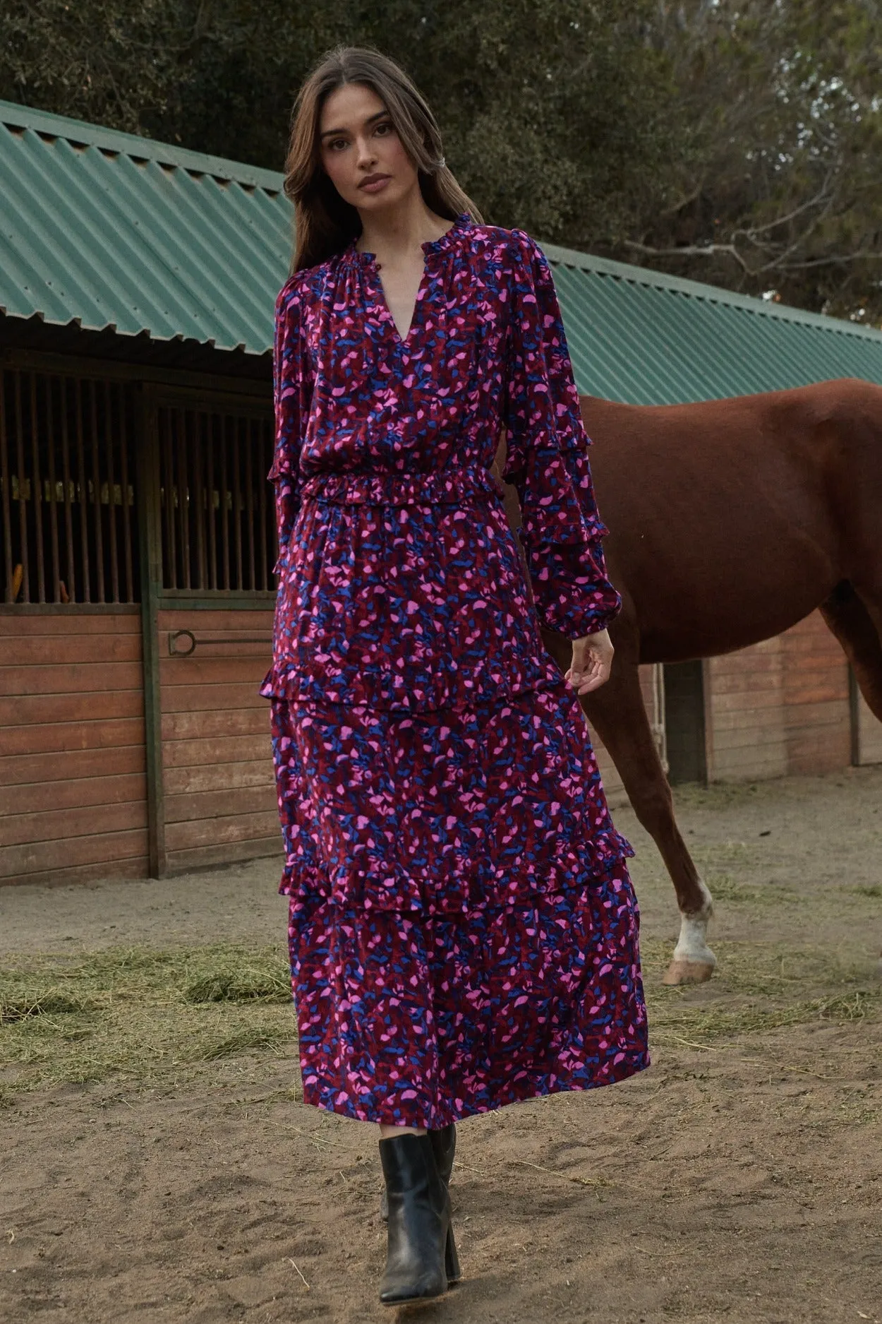 Turma Abstract Iveny Tiered Maxi Dress sold by Sugarlips