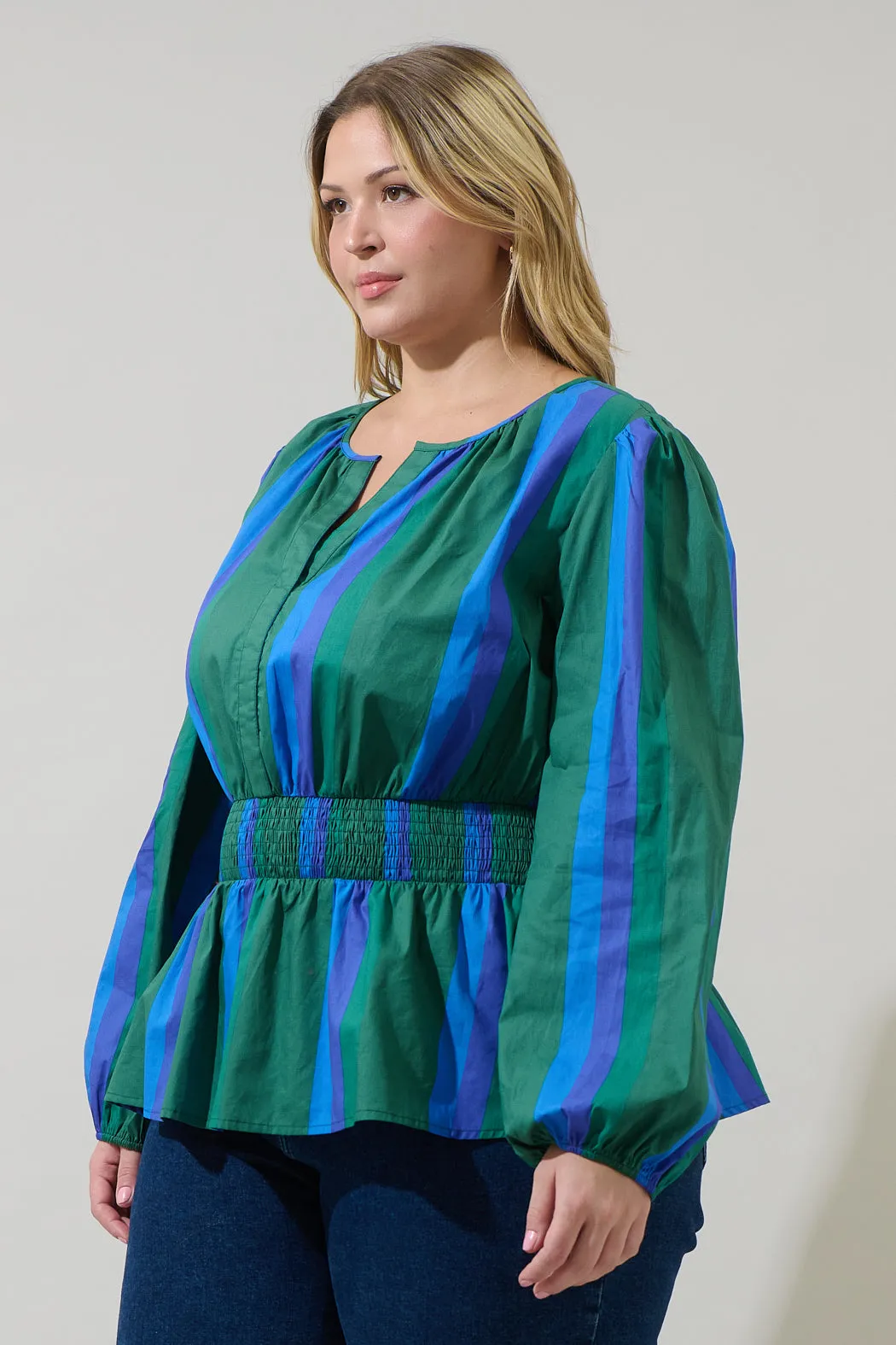 Dolary Stripe Mirana Smocked Top Curve sold by Sugarlips product image thumbnail 3