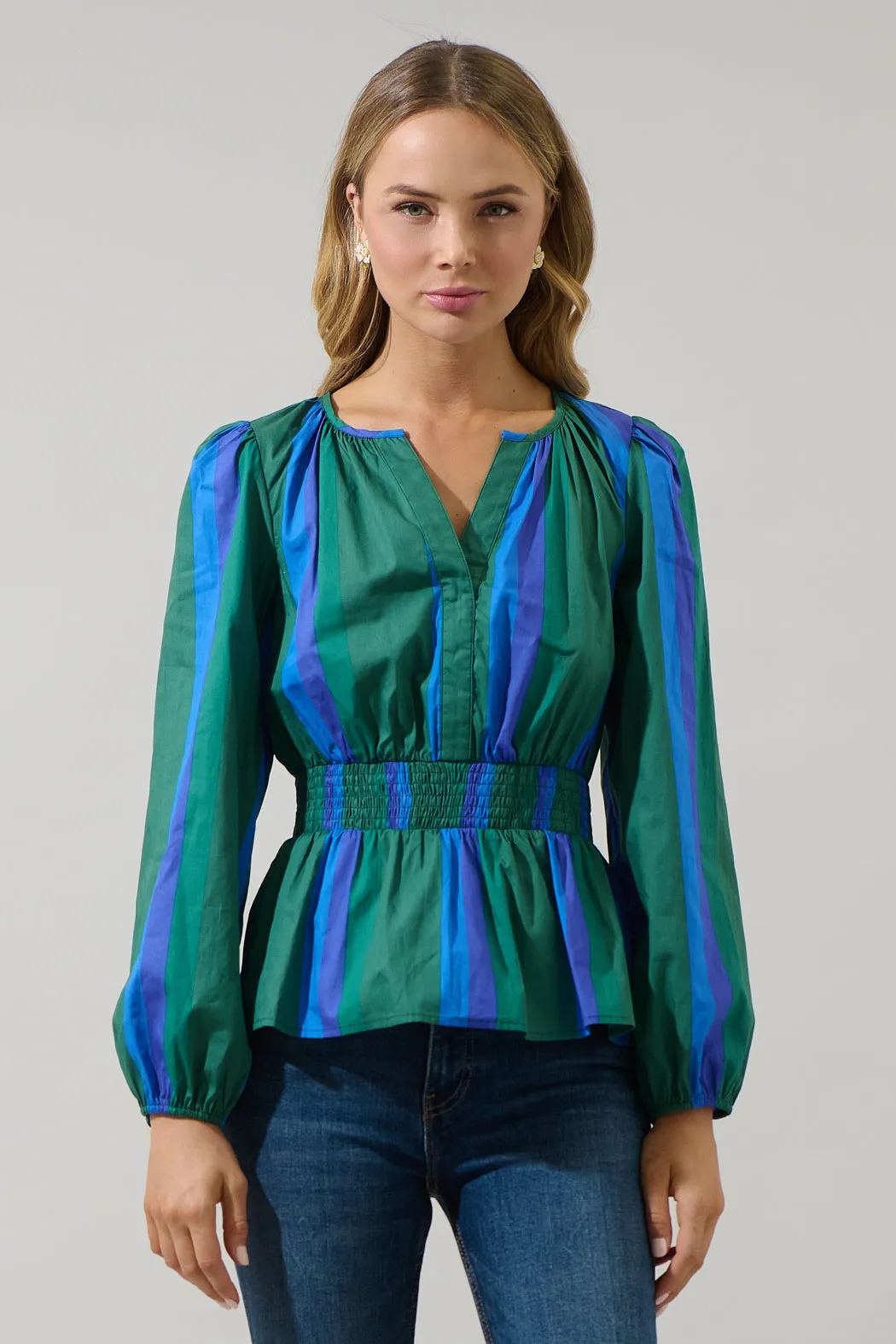 Dolary Stripe Mirana Smocked Top sold by Sugarlips