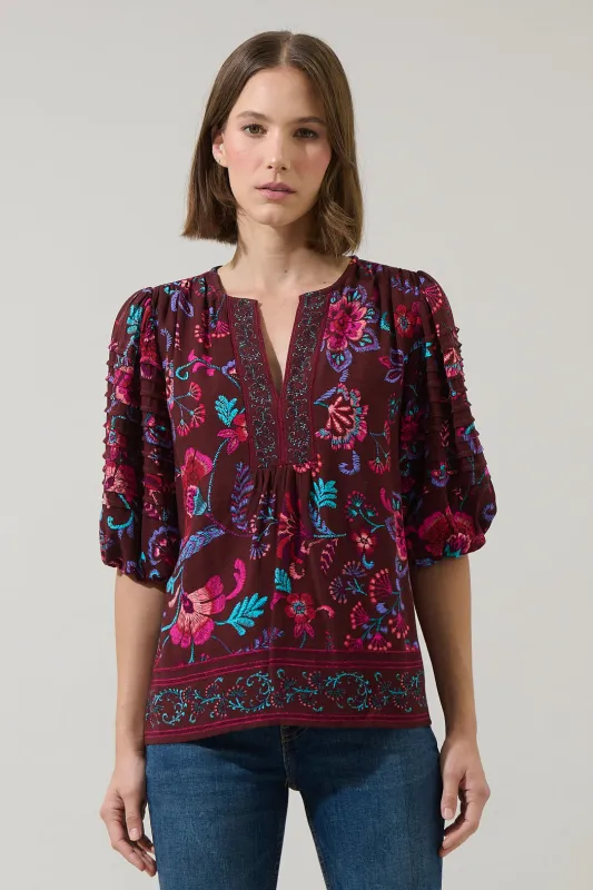 Tory Paisley Cerry Pleated Top sold by Sugarlips