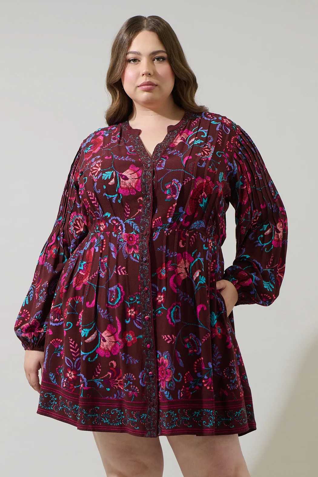 Tory Paisley Ceny Button Down Mini Dress Curve sold by Sugarlips