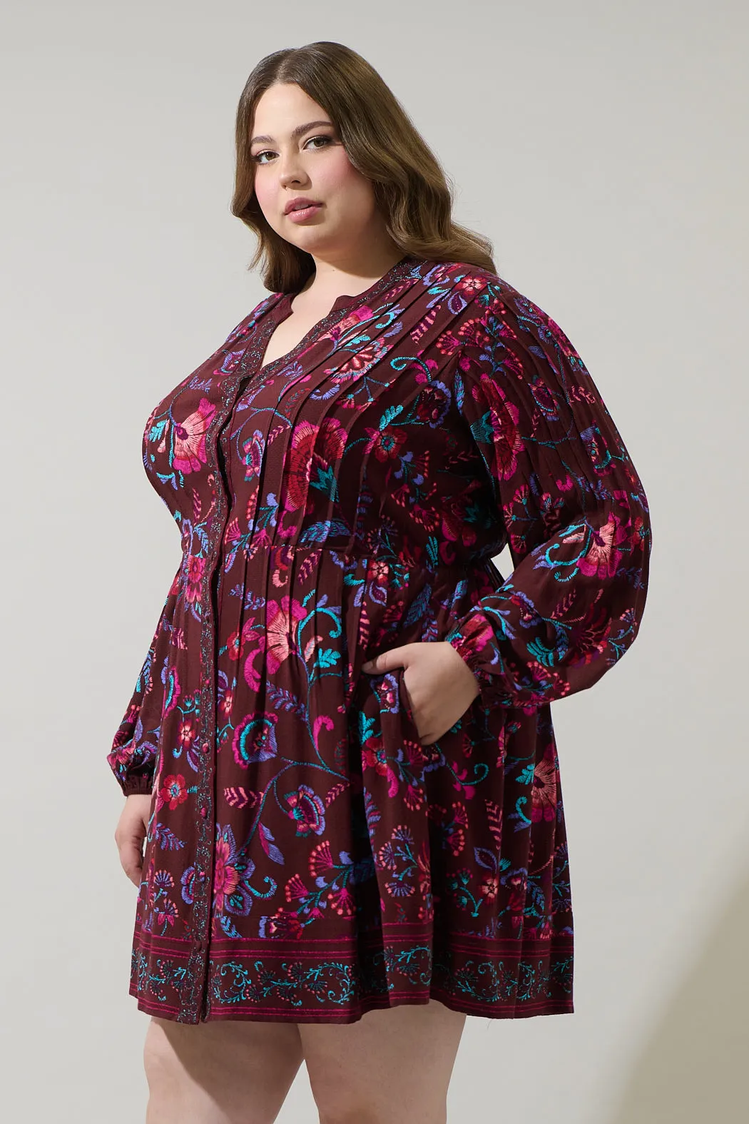 Tory Paisley Ceny Button Down Mini Dress Curve sold by Sugarlips product image thumbnail 3