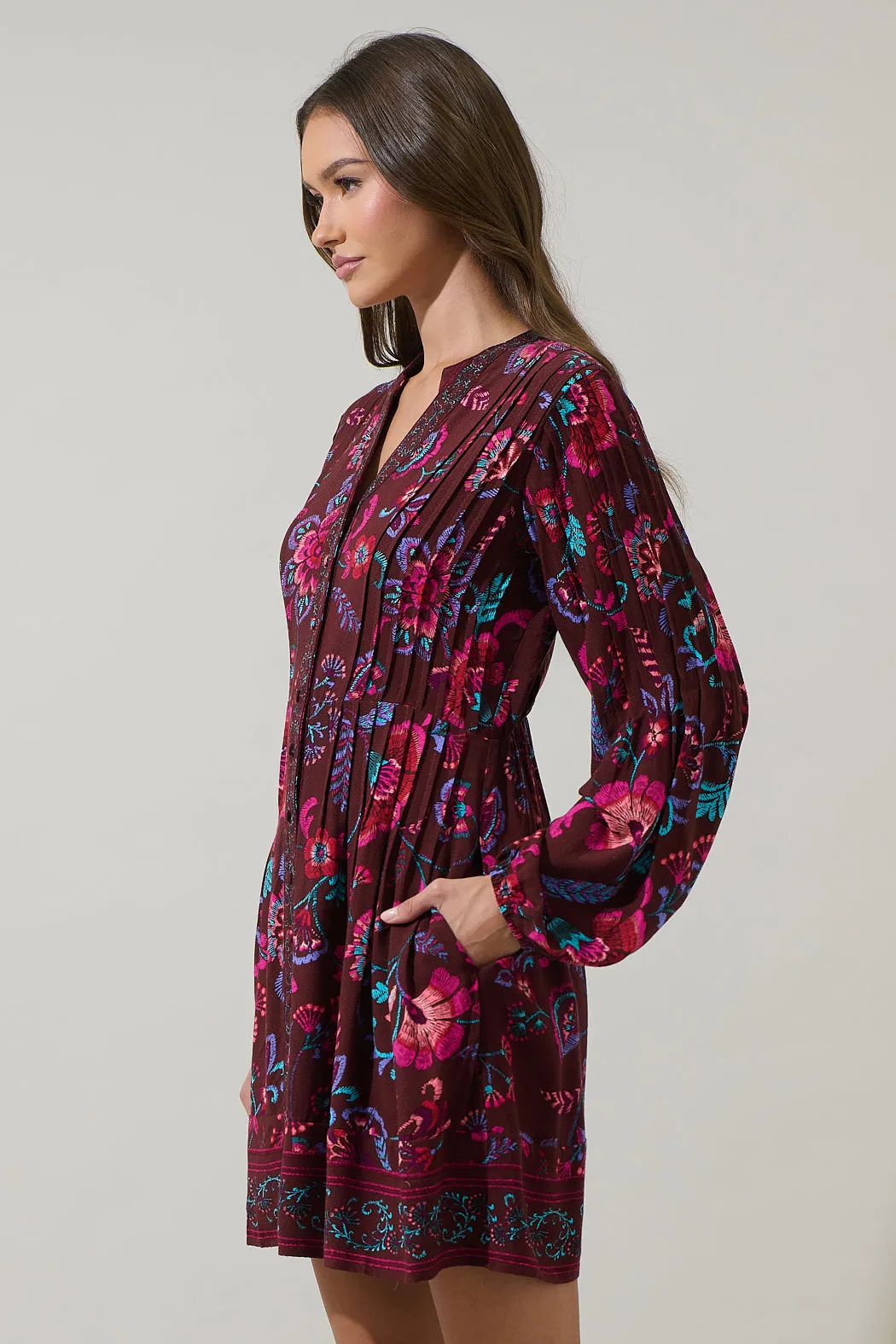 Tory Paisley Ceny Button Down Mini Dress sold by Sugarlips product image thumbnail 4