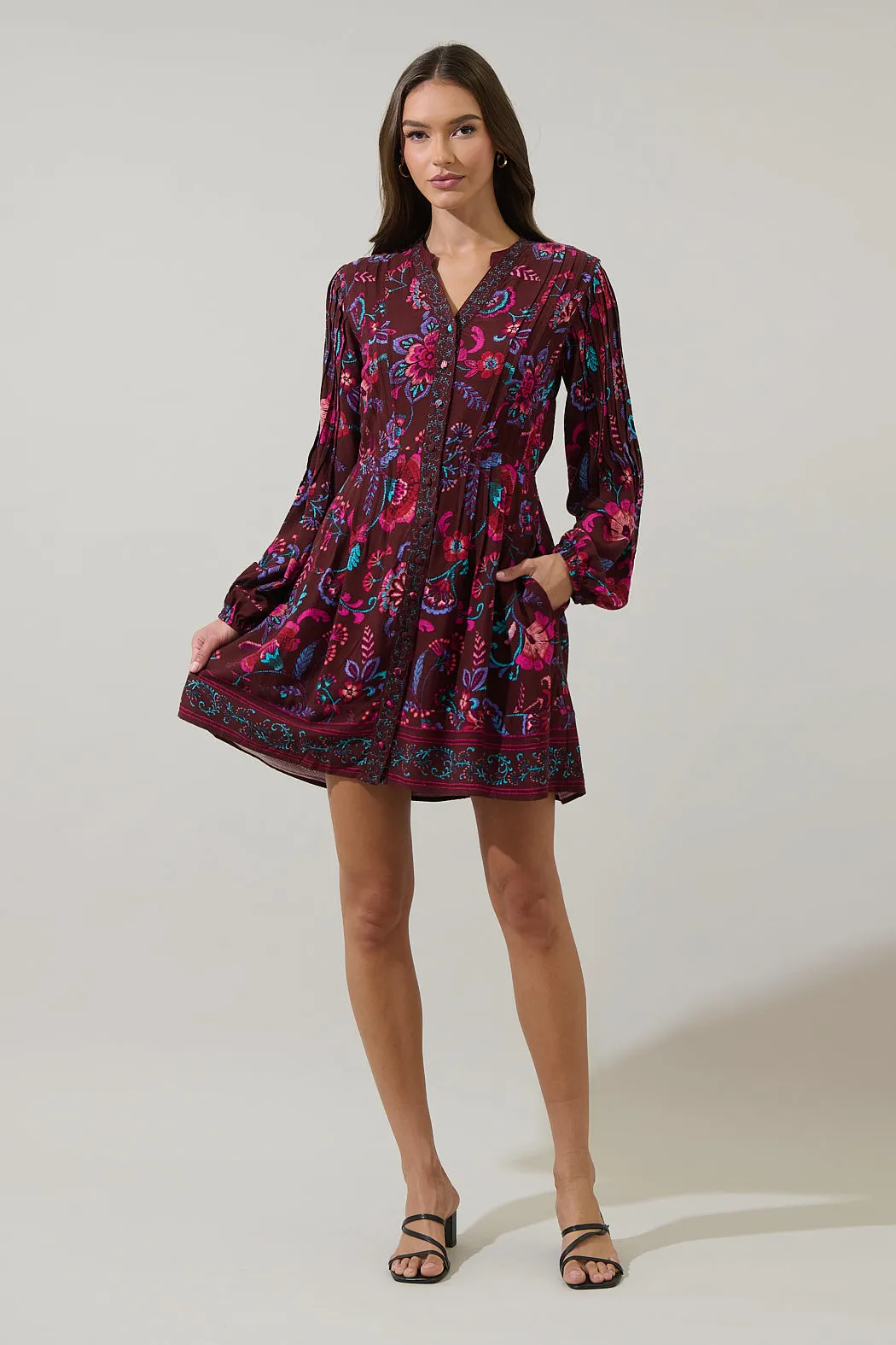 Tory Paisley Ceny Button Down Mini Dress sold by Sugarlips product image thumbnail 5