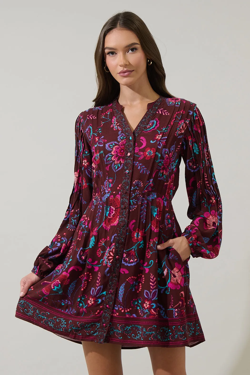 Tory Paisley Ceny Button Down Mini Dress sold by Sugarlips product image thumbnail 2