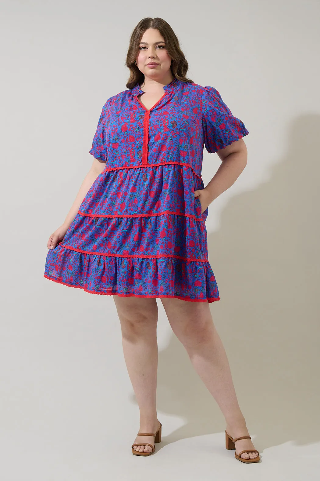 Tanya Floral Korra Tiered Mini Dress Curve sold by Sugarlips product image thumbnail 4