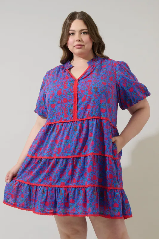 Tanya Floral Korra Tiered Mini Dress Curve sold by Sugarlips