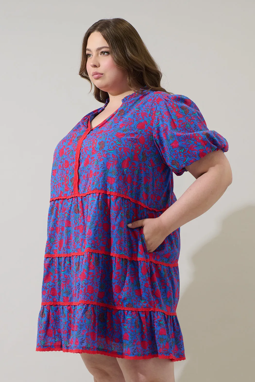 Tanya Floral Korra Tiered Mini Dress Curve sold by Sugarlips product image thumbnail 3