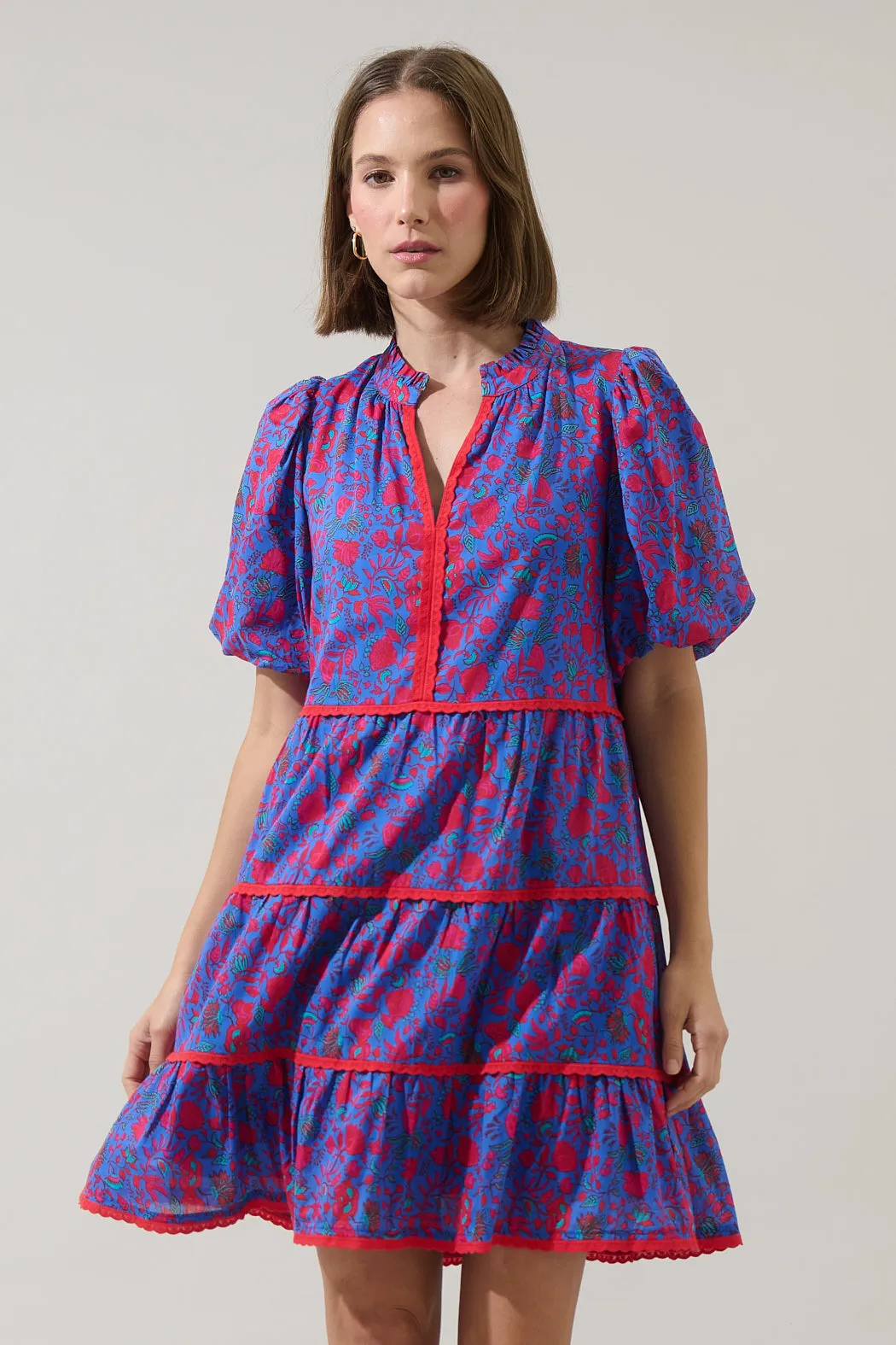 Tanya Floral Korra Tiered Mini Dress sold by Sugarlips