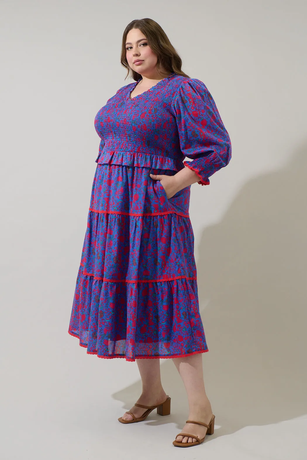 Tanya Floral Trudy Smocked Midi Dress Curve sold by Sugarlips product image thumbnail 3