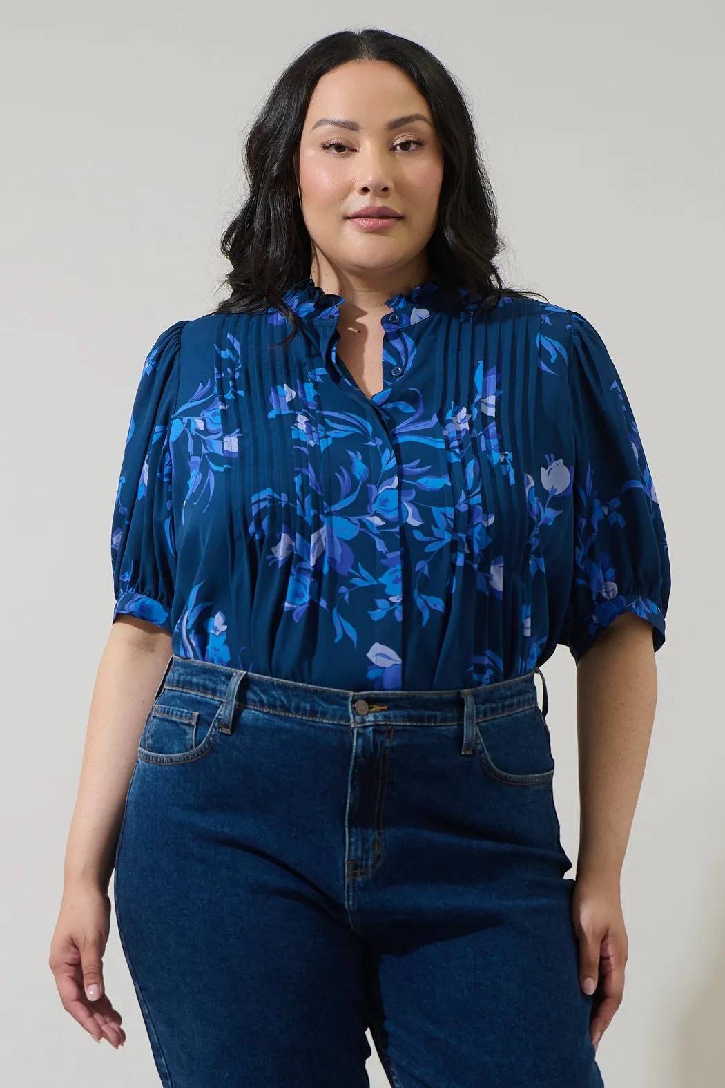 Niva Floral Elysia Pleated Blouse Curve sold by Sugarlips