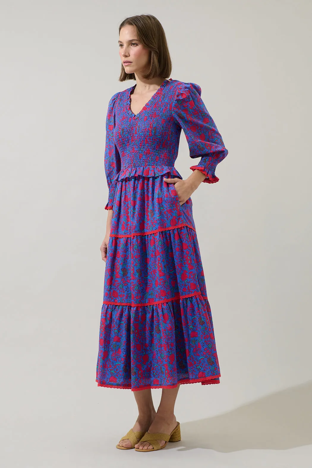 Tanya Floral Trudy Smocked Midi Dress sold by Sugarlips product image thumbnail 4