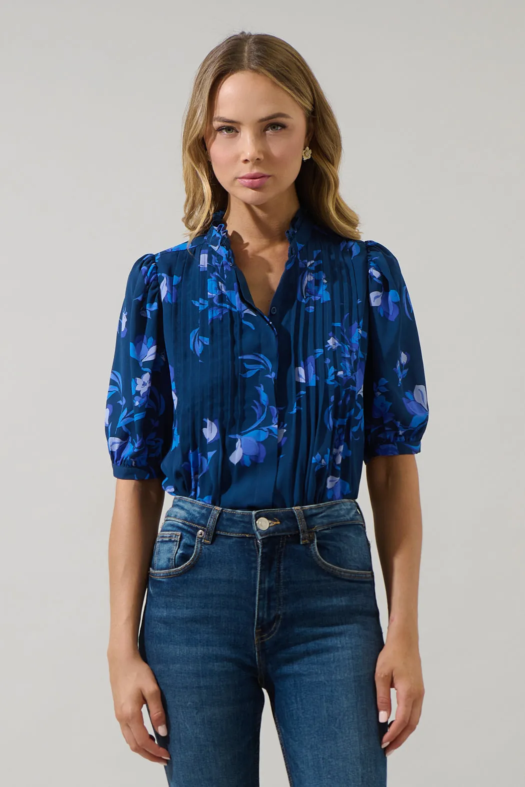 Niva Floral Elysia Pleated Blouse sold by Sugarlips