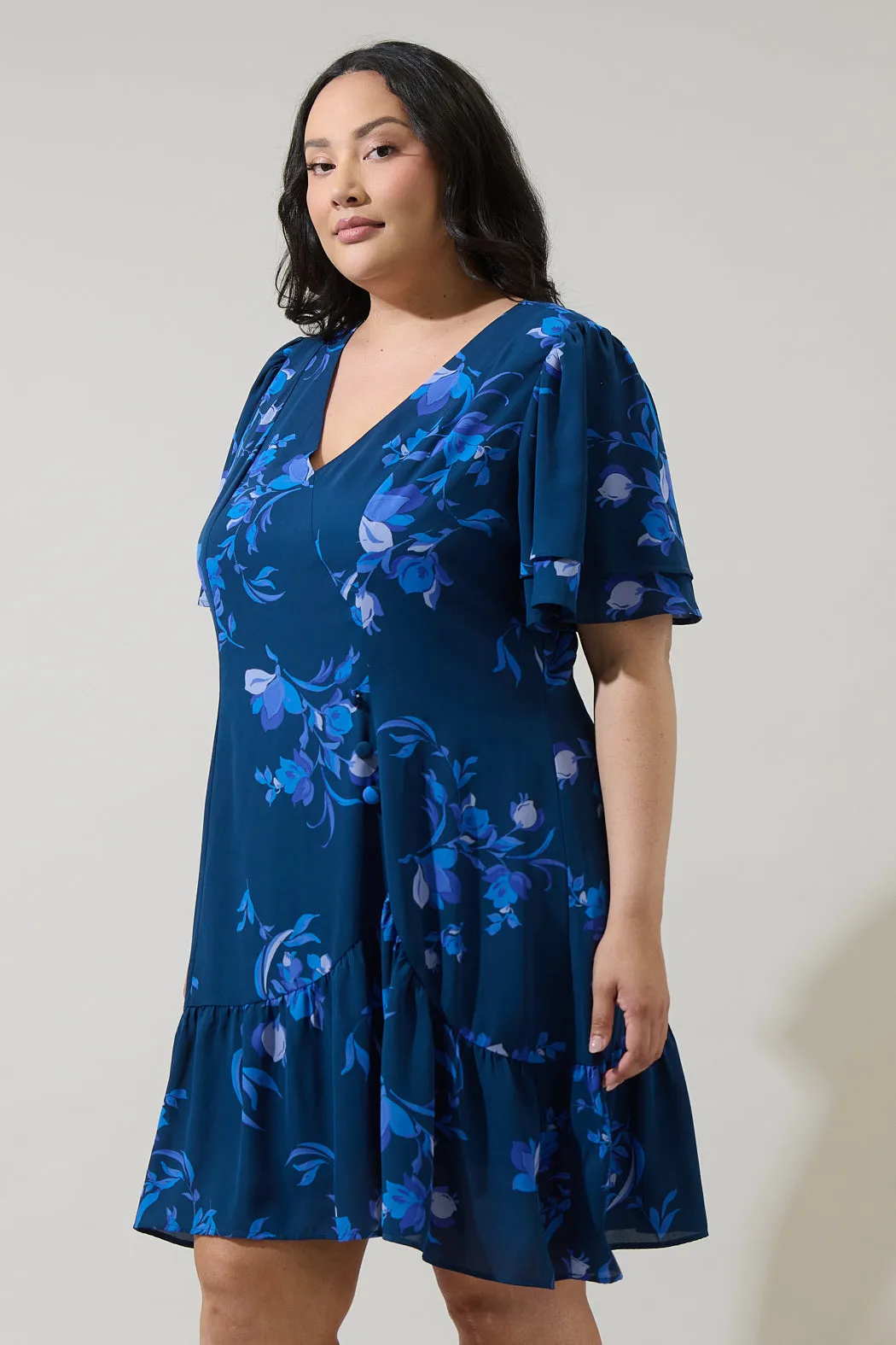 Niva Floral Rivane Button Mini Dress Curve sold by Sugarlips product image thumbnail 3