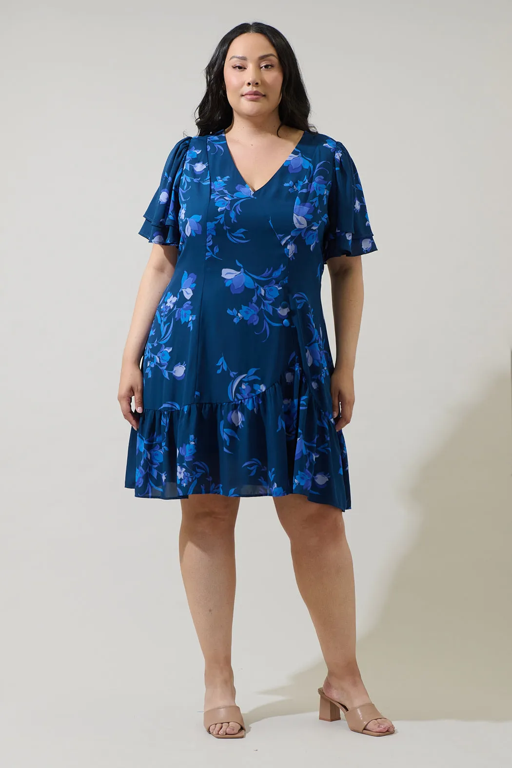 Niva Floral Rivane Button Mini Dress Curve sold by Sugarlips product image thumbnail 4