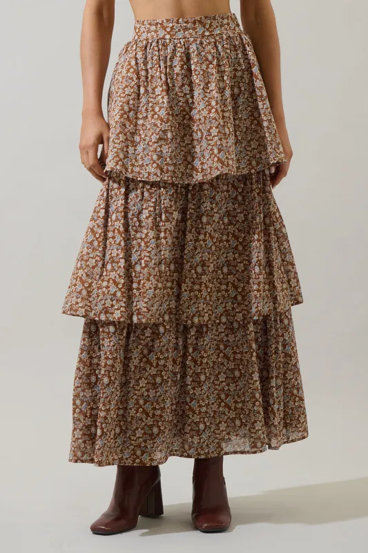Ramsey Ditsy Tonia Tiered Maxi Skirt sold by Sugarlips
