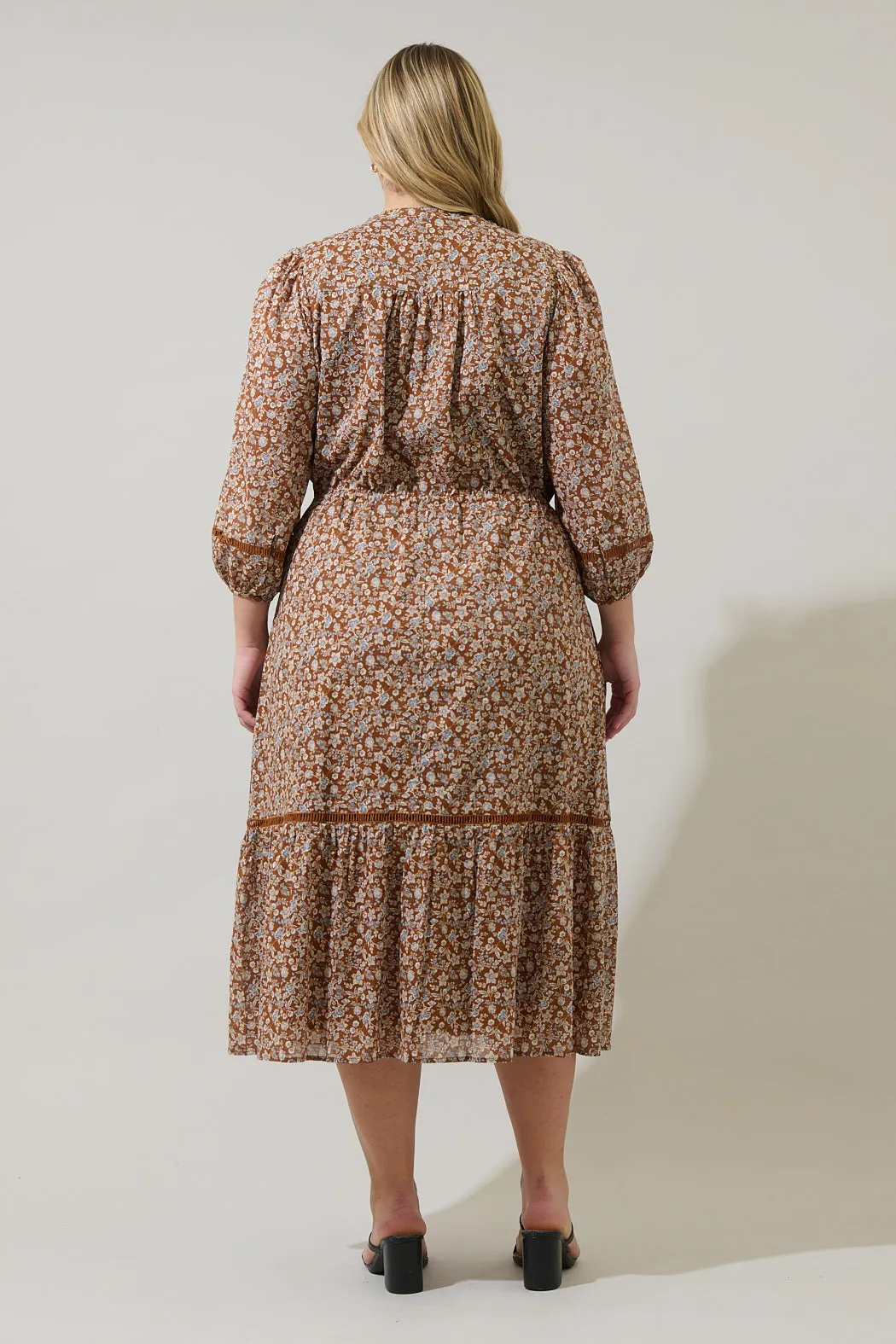 Ramsey Ditsy Harmy Drawstring Midi Dress Curve sold by Sugarlips product image thumbnail 2