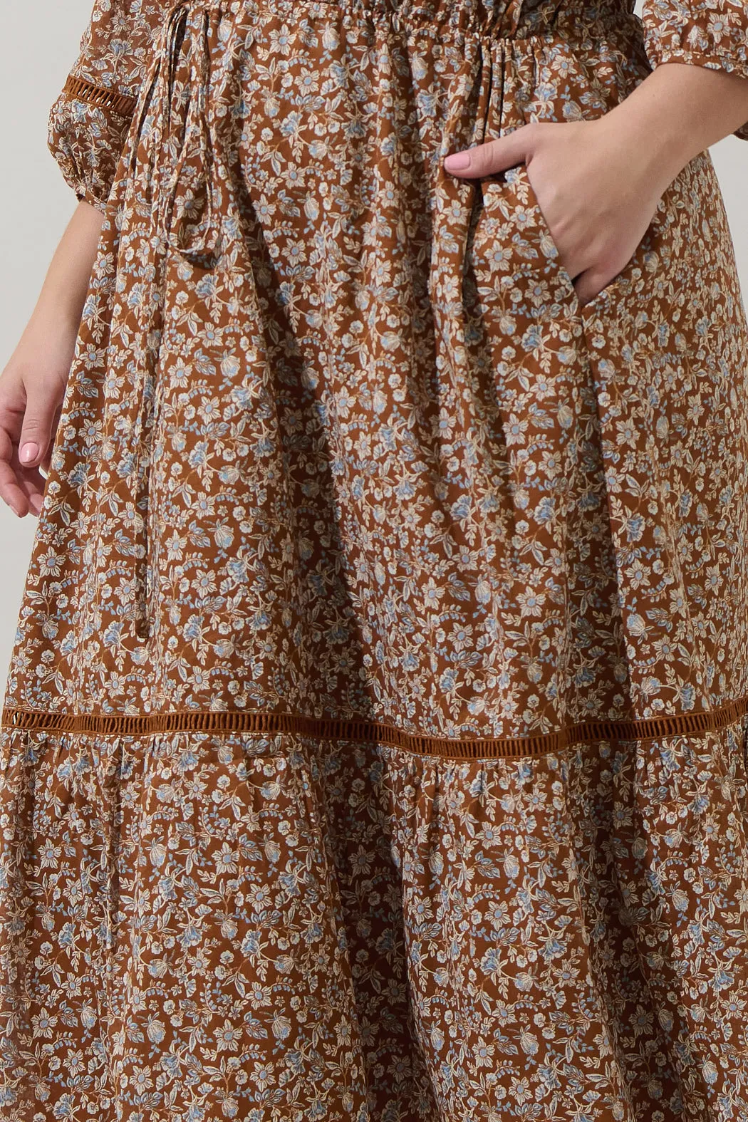 Ramsey Ditsy Harmy Drawstring Midi Dress Curve sold by Sugarlips product image thumbnail 4