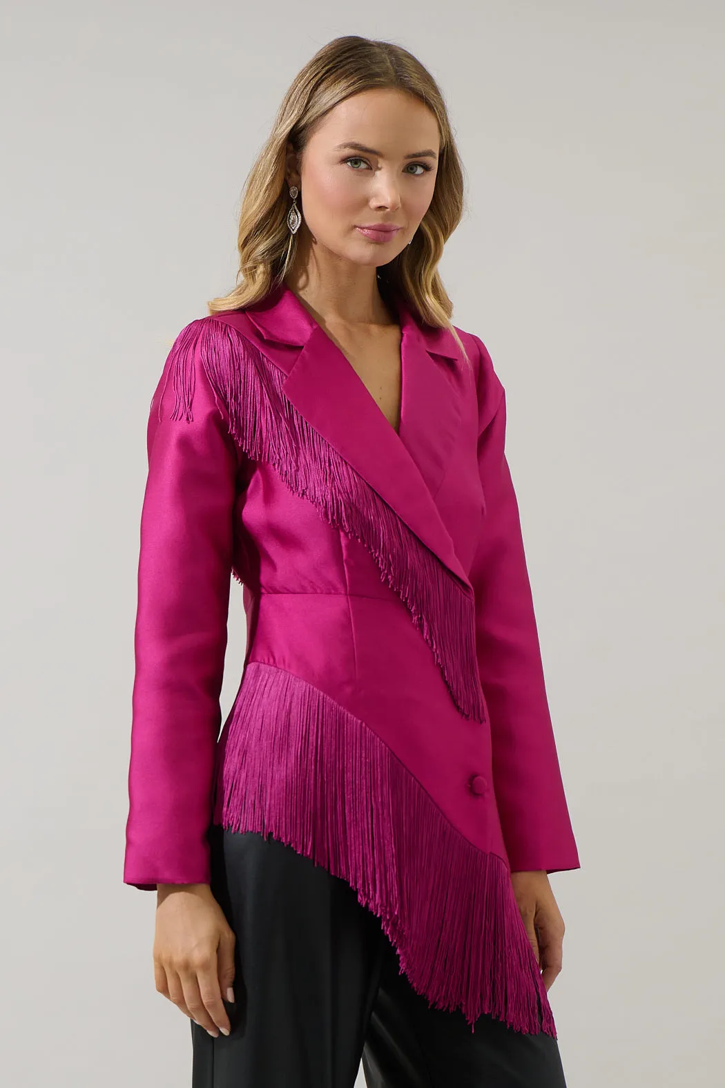 Lettie Satin Fringe Blazer Jacket sold by Sugarlips product image thumbnail 4