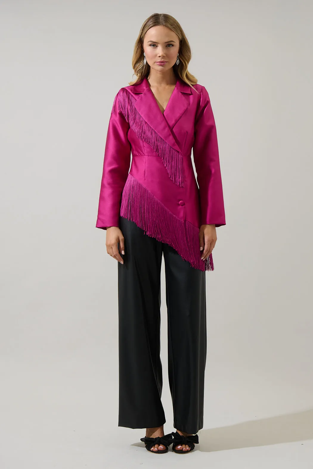 Lettie Satin Fringe Blazer Jacket sold by Sugarlips product image thumbnail 5
