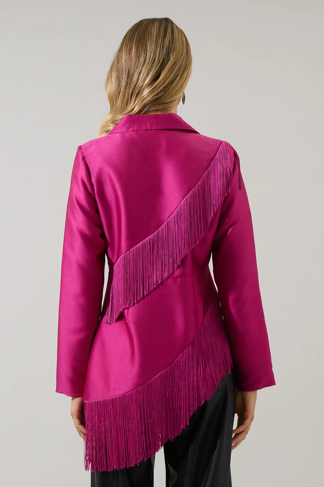 Lettie Satin Fringe Blazer Jacket sold by Sugarlips product image thumbnail 3