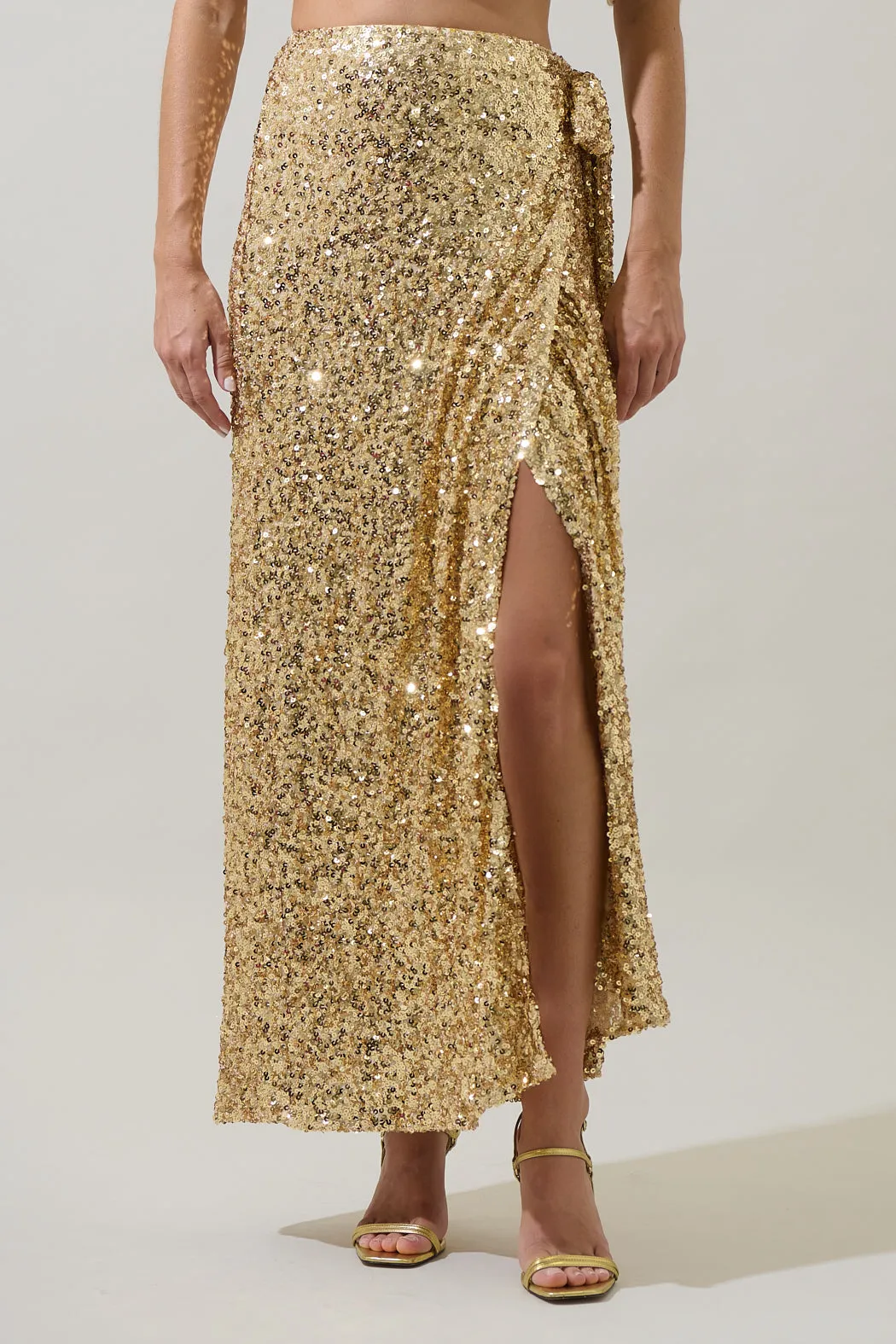Korina Sequin Wrap Maxi Skirt sold by Sugarlips