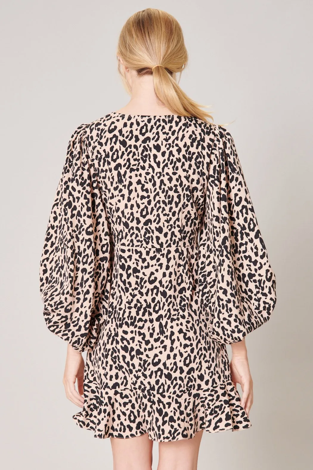 Leopard Lorelei Volume Sleeve Dress sold by Sugarlips product image thumbnail 3