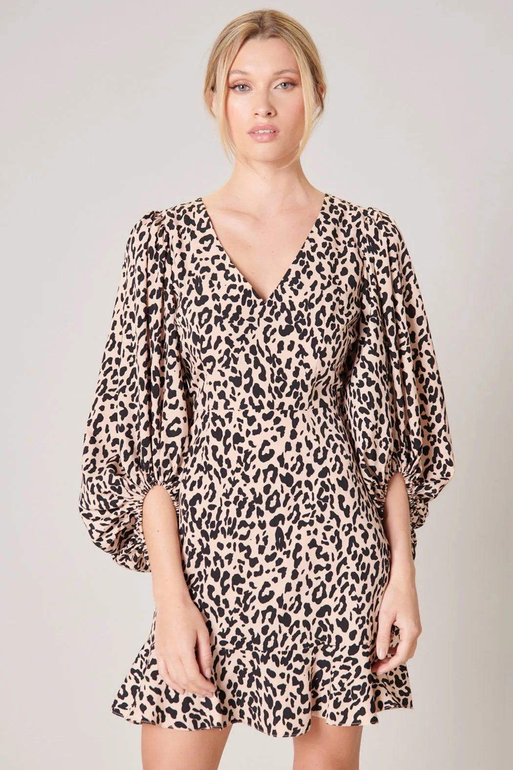 Leopard Lorelei Volume Sleeve Dress sold by Sugarlips product image thumbnail 2