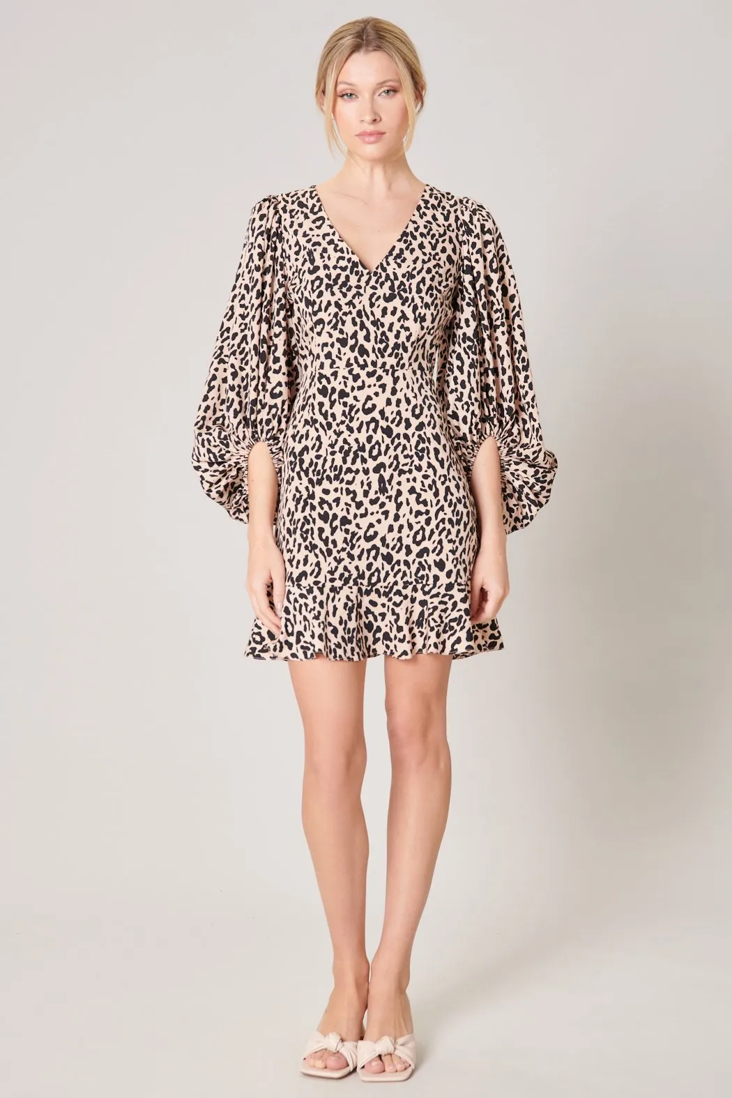 Leopard Lorelei Volume Sleeve Dress sold by Sugarlips product image thumbnail 5