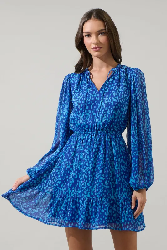 Madeira Abstract Paxton Balloon Sleeve Mini Dress sold by Sugarlips